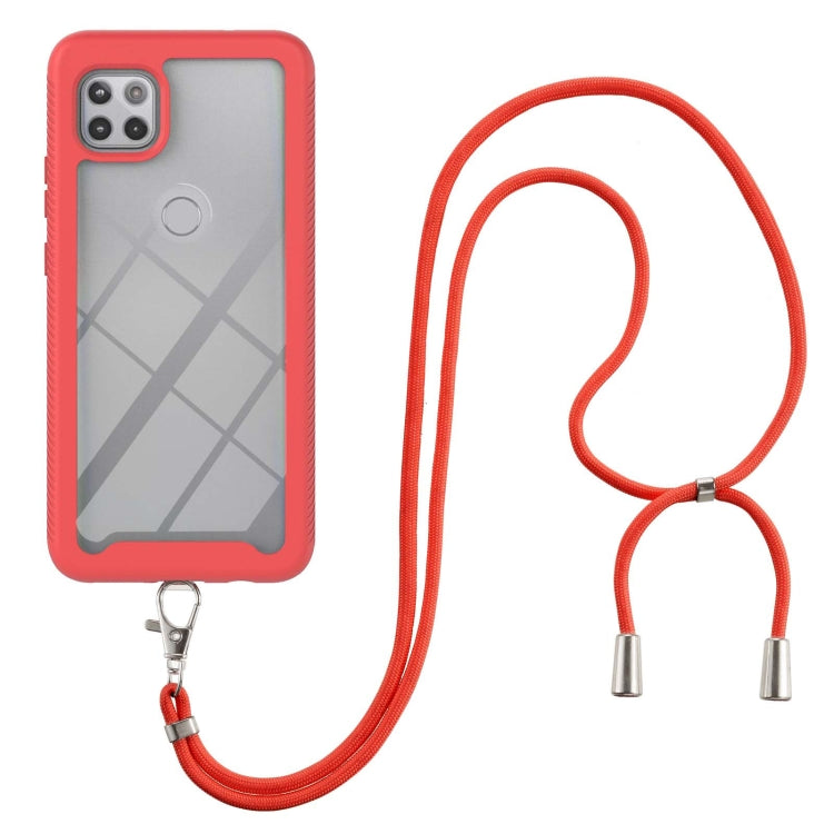 For Motorola One 5G Ace Starry Sky Solid Color Series Shockproof PC + TPU Protective Case with Neck Strap