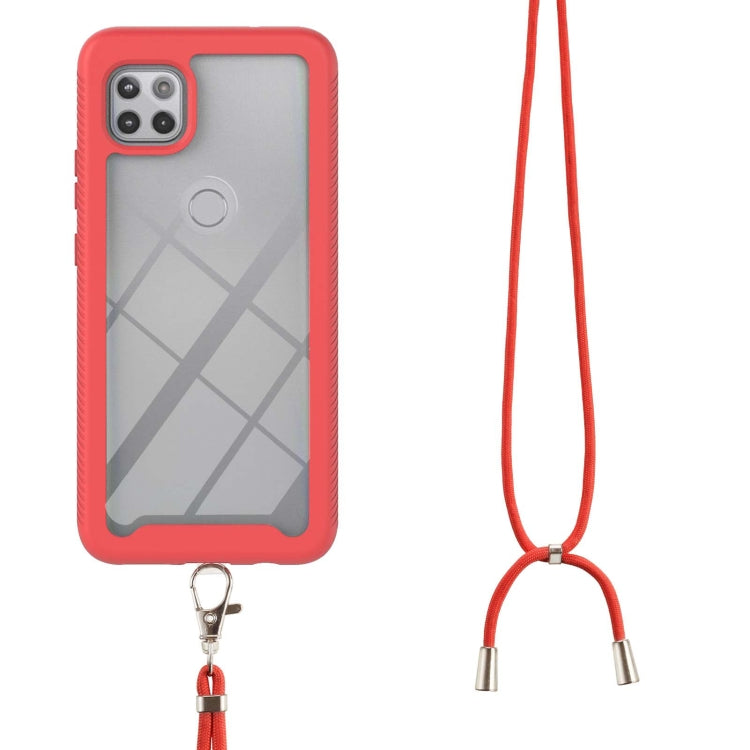 For Motorola One 5G Ace Starry Sky Solid Color Series Shockproof PC + TPU Protective Case with Neck Strap
