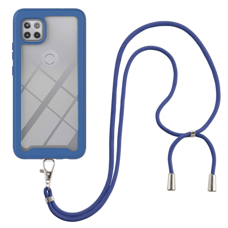 For Motorola One 5G Ace Starry Sky Solid Color Series Shockproof PC + TPU Protective Case with Neck Strap