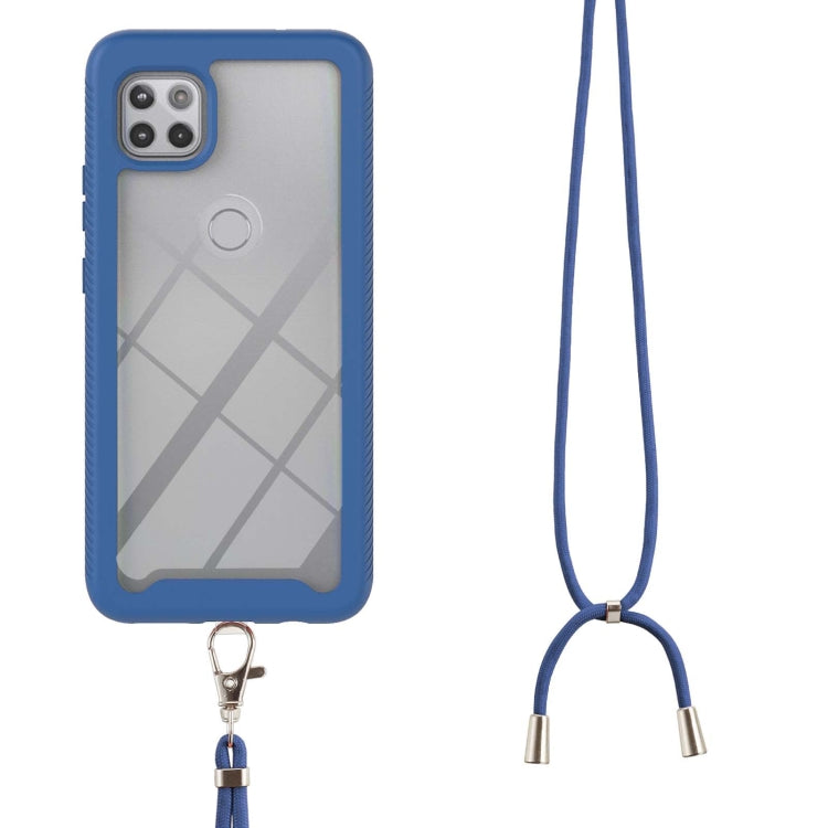 For Motorola One 5G Ace Starry Sky Solid Color Series Shockproof PC + TPU Protective Case with Neck Strap