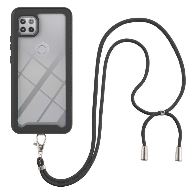 For Motorola One 5G Ace Starry Sky Solid Color Series Shockproof PC + TPU Protective Case with Neck Strap