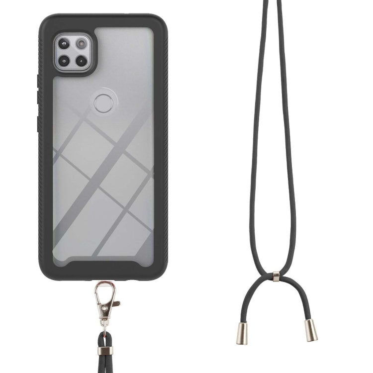 For Motorola One 5G Ace Starry Sky Solid Color Series Shockproof PC + TPU Protective Case with Neck Strap