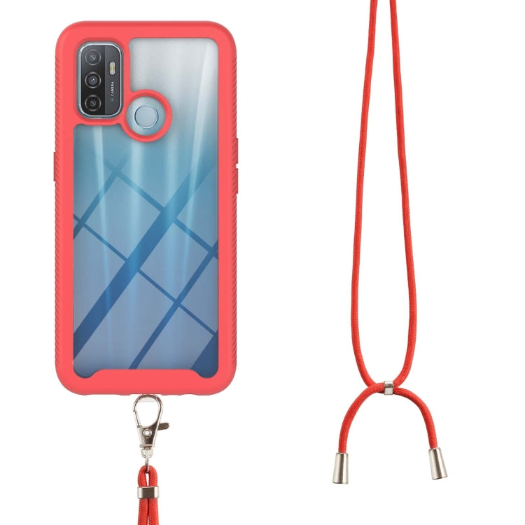 For OPPO A53 Starry Sky Solid Color Series Shockproof PC + TPU Protective Case with Neck Strap