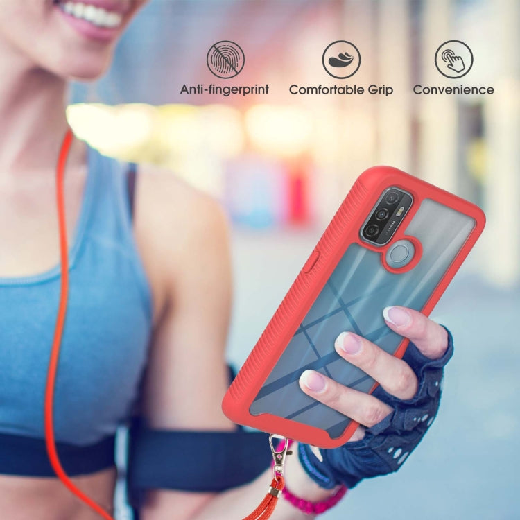 For OPPO A53 Starry Sky Solid Color Series Shockproof PC + TPU Protective Case with Neck Strap