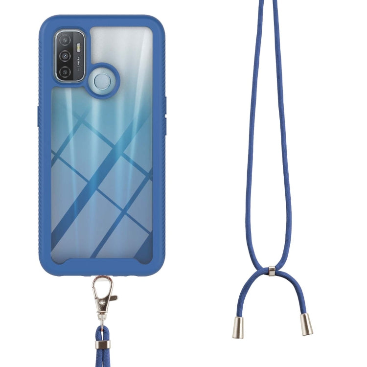 For OPPO A53 Starry Sky Solid Color Series Shockproof PC + TPU Protective Case with Neck Strap