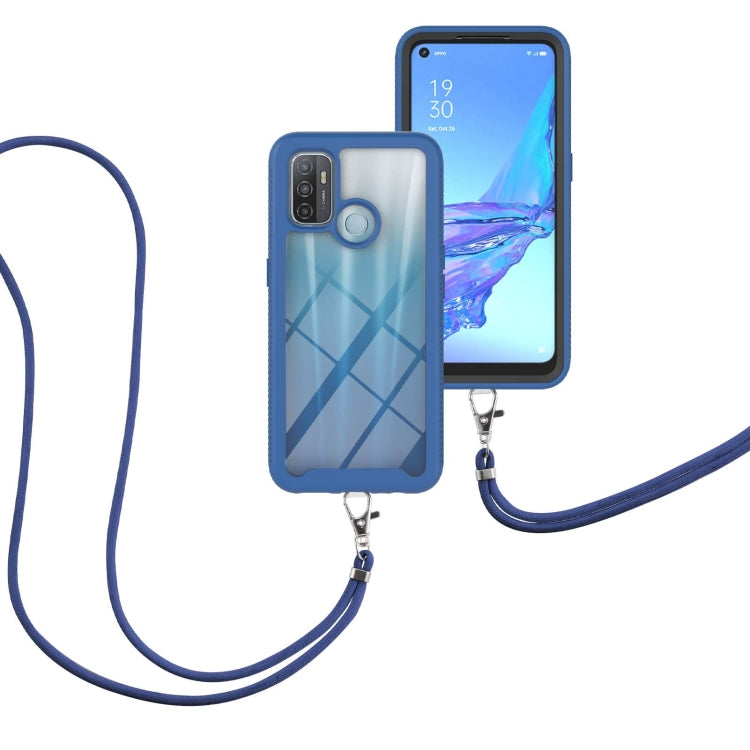 For OPPO A53 Starry Sky Solid Color Series Shockproof PC + TPU Protective Case with Neck Strap
