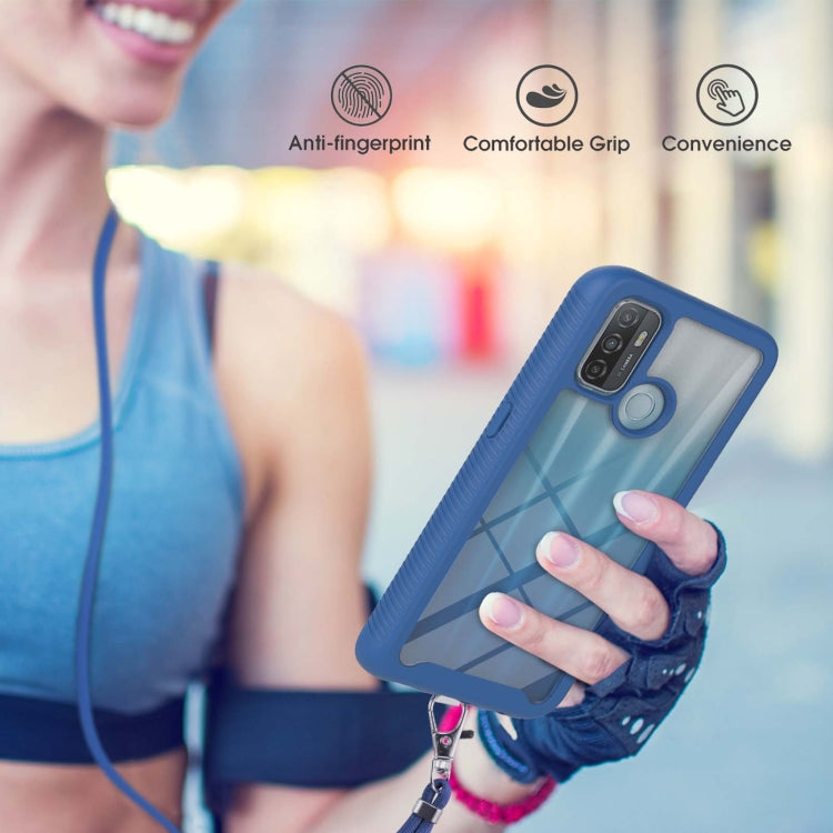 For OPPO A53 Starry Sky Solid Color Series Shockproof PC + TPU Protective Case with Neck Strap