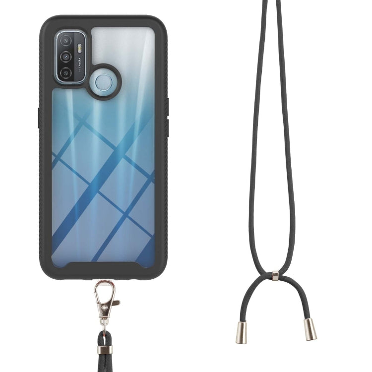 For OPPO A53 Starry Sky Solid Color Series Shockproof PC + TPU Protective Case with Neck Strap