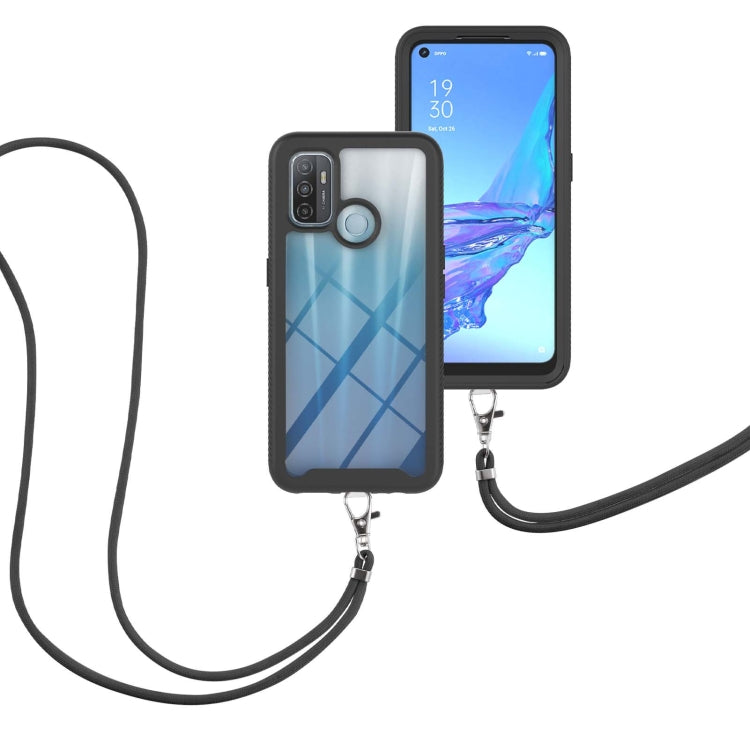 For OPPO A53 Starry Sky Solid Color Series Shockproof PC + TPU Protective Case with Neck Strap