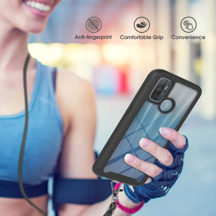 For OPPO A53 Starry Sky Solid Color Series Shockproof PC + TPU Protective Case with Neck Strap