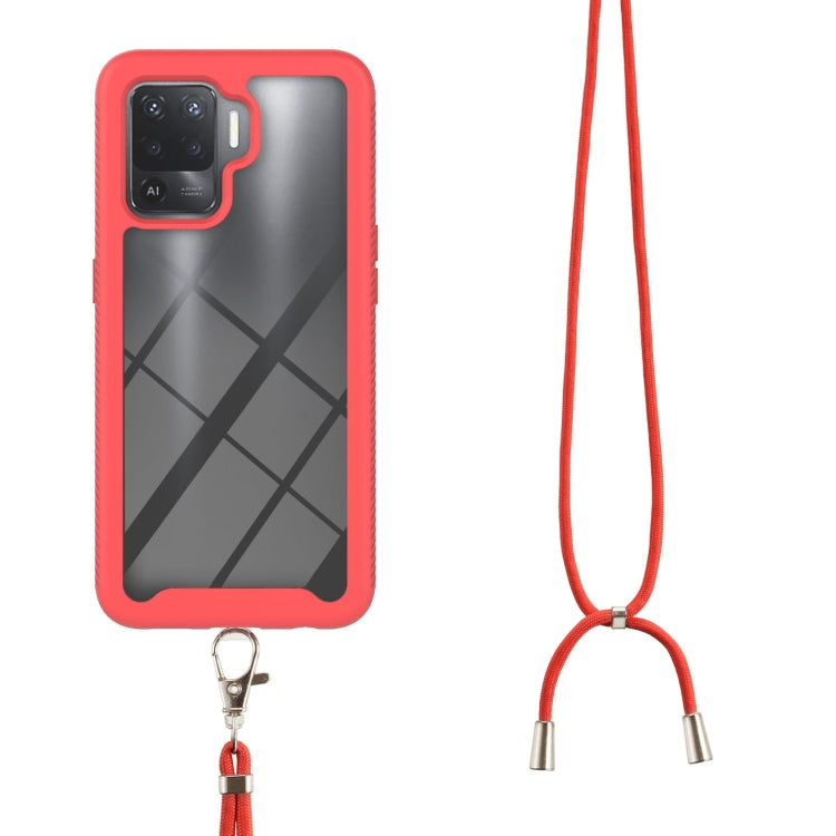 For OPPO A94 4G / Reno5 Lite Starry Sky Solid Color Series Shockproof PC + TPU Protective Case with Neck Strap