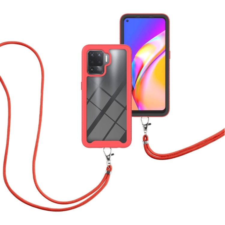 For OPPO A94 4G / Reno5 Lite Starry Sky Solid Color Series Shockproof PC + TPU Protective Case with Neck Strap