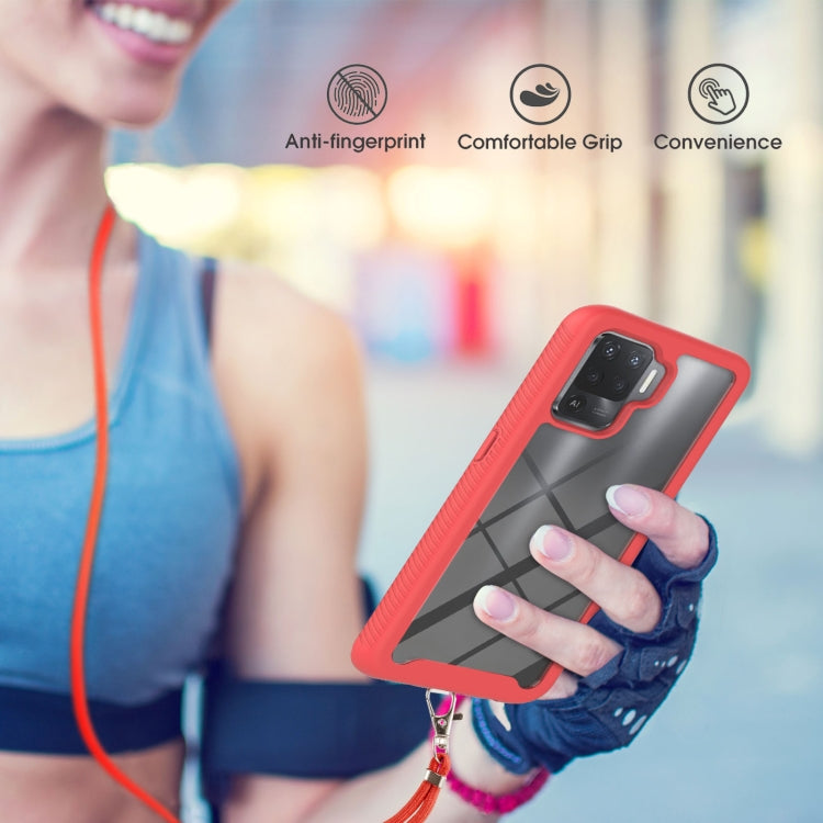 For OPPO A94 4G / Reno5 Lite Starry Sky Solid Color Series Shockproof PC + TPU Protective Case with Neck Strap