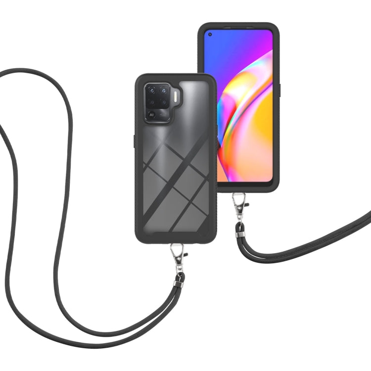 For OPPO A94 4G / Reno5 Lite Starry Sky Solid Color Series Shockproof PC + TPU Protective Case with Neck Strap