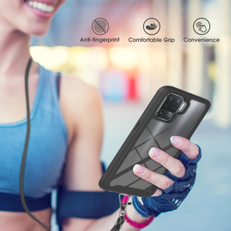 For OPPO A94 4G / Reno5 Lite Starry Sky Solid Color Series Shockproof PC + TPU Protective Case with Neck Strap