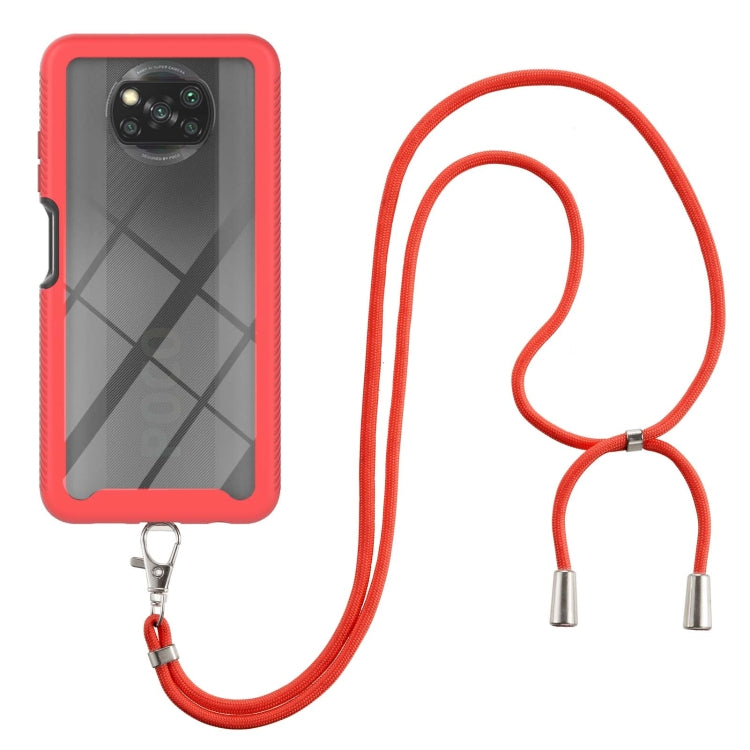 For Xiaomi Poco X3 NFC Starry Sky Solid Color Series Shockproof PC + TPU Protective Case with Neck Strap