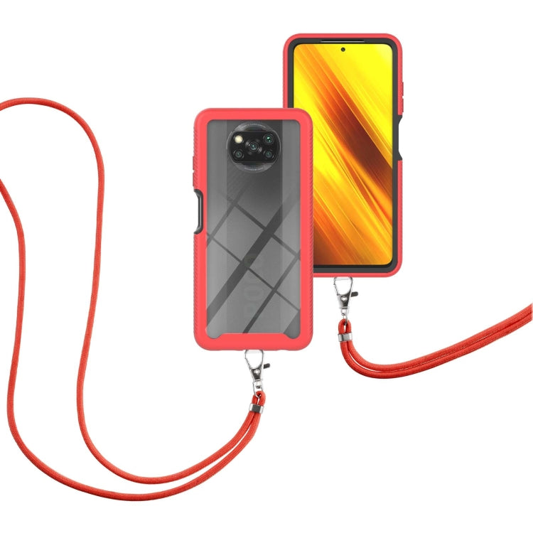 For Xiaomi Poco X3 NFC Starry Sky Solid Color Series Shockproof PC + TPU Protective Case with Neck Strap