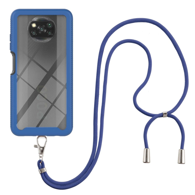 For Xiaomi Poco X3 NFC Starry Sky Solid Color Series Shockproof PC + TPU Protective Case with Neck Strap
