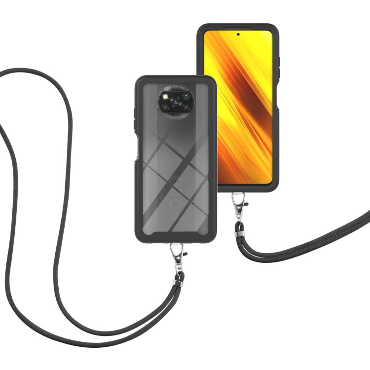For Xiaomi Poco X3 NFC Starry Sky Solid Color Series Shockproof PC + TPU Protective Case with Neck Strap