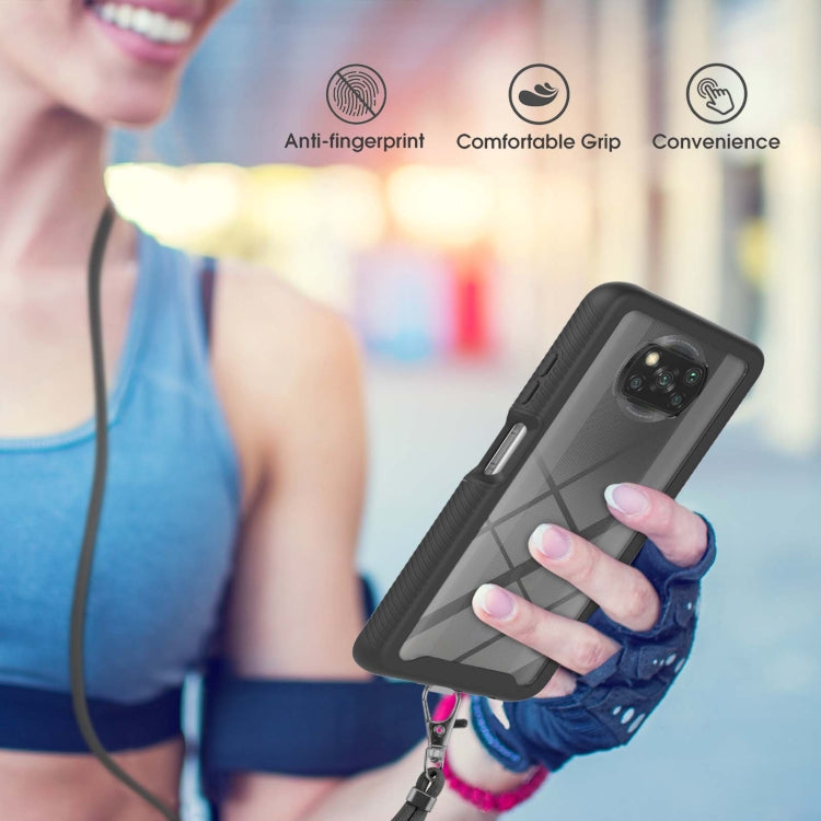 For Xiaomi Poco X3 NFC Starry Sky Solid Color Series Shockproof PC + TPU Protective Case with Neck Strap