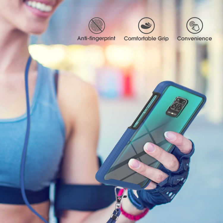 For Xiaomi Redmi Note 9S / Redmi Note 9 Pro / Redmi Note 9 Pro Max Starry Sky Solid Color Series Shockproof PC + TPU Protective Case with Neck Strap