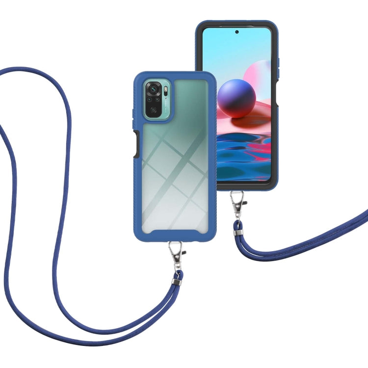 For Xiaomi Redmi Note 10 Starry Sky Solid Color Series Shockproof PC + TPU Protective Case with Neck Strap