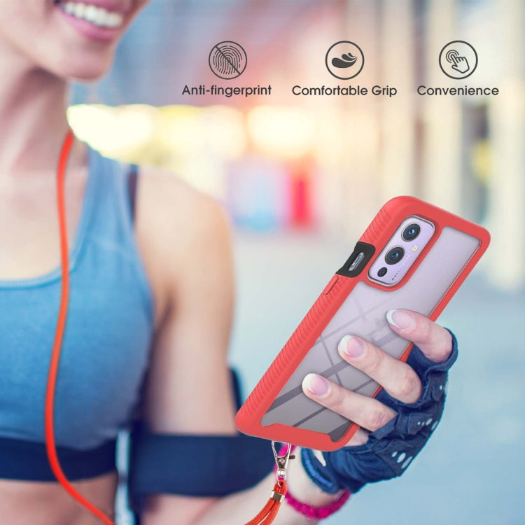 For OnePlus 9 Starry Sky Solid Color Series Shockproof PC + TPU Protective Case with Neck Strap