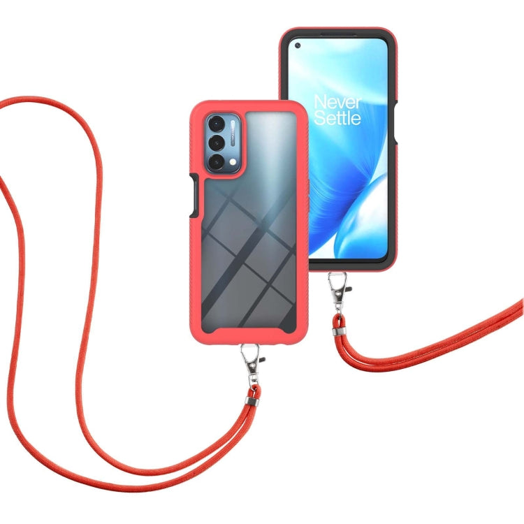 For OnePlus Nord N200 5G Starry Sky Solid Color Series Shockproof PC + TPU Protective Case with Neck Strap