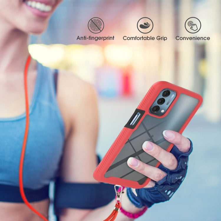 For OnePlus Nord N200 5G Starry Sky Solid Color Series Shockproof PC + TPU Protective Case with Neck Strap