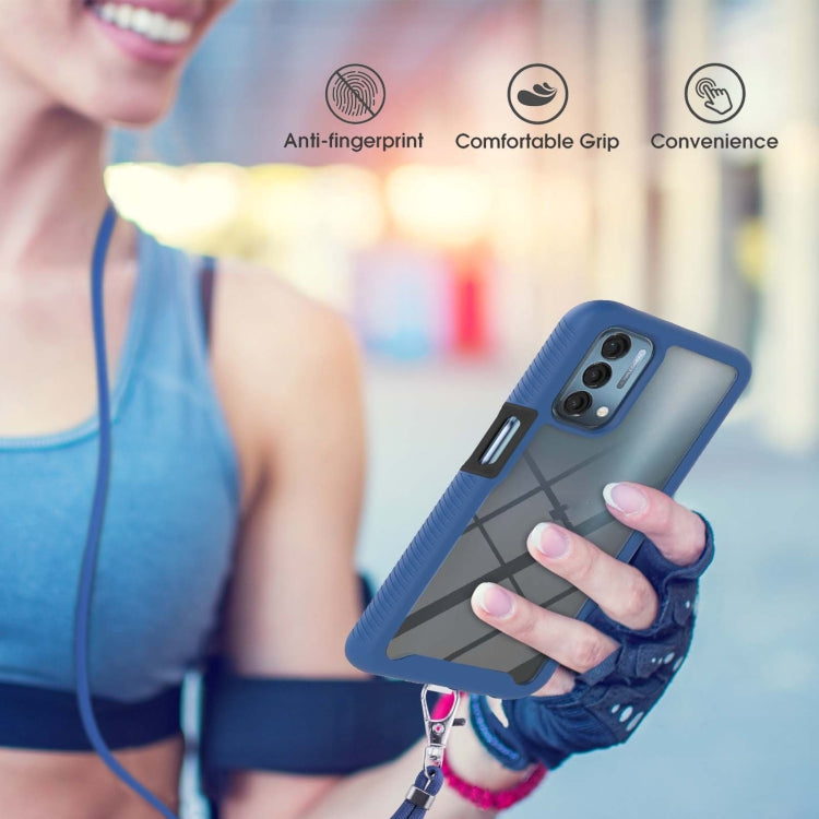 For OnePlus Nord N200 5G Starry Sky Solid Color Series Shockproof PC + TPU Protective Case with Neck Strap