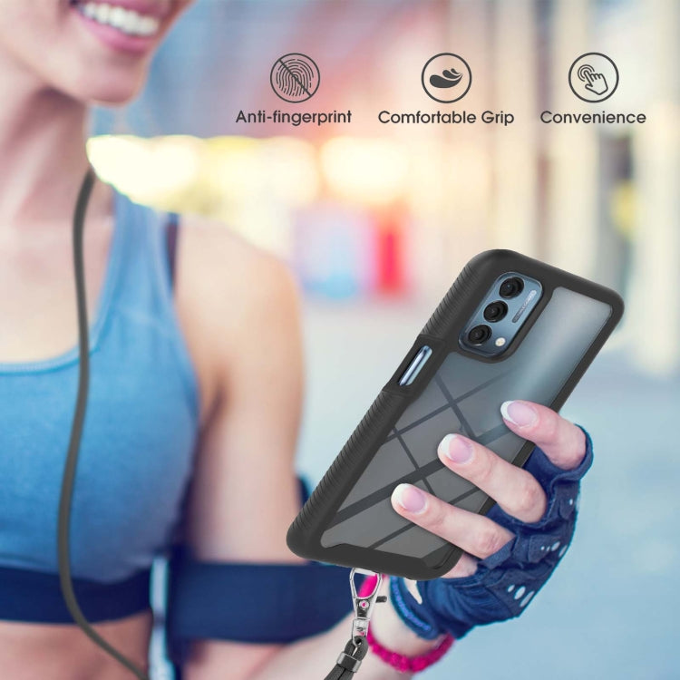 For OnePlus Nord N200 5G Starry Sky Solid Color Series Shockproof PC + TPU Protective Case with Neck Strap