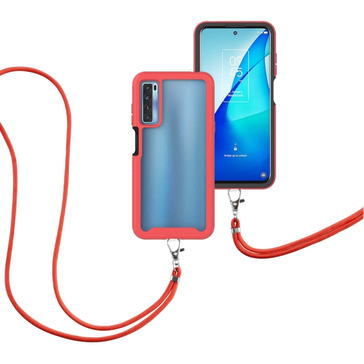 For TCL 20S Starry Sky Solid Color Series Shockproof PC + TPU Protective Case with Neck Strap