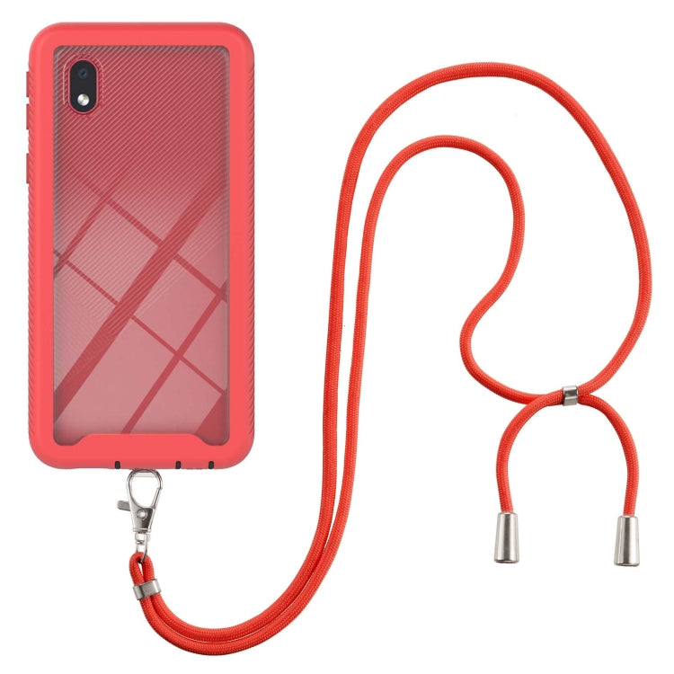 For Samsung Galaxy A01 Core Starry Sky Solid Color Series Shockproof PC + TPU Protective Case with Neck Strap