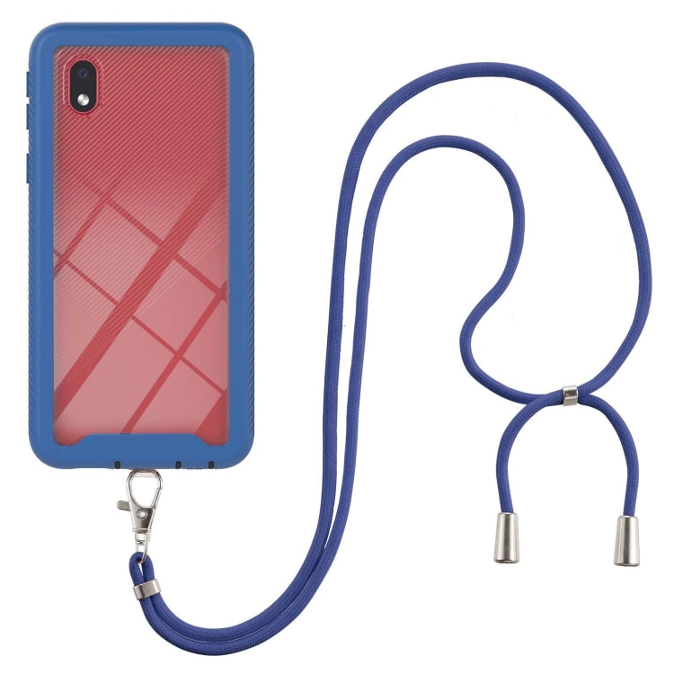 For Samsung Galaxy A01 Core Starry Sky Solid Color Series Shockproof PC + TPU Protective Case with Neck Strap