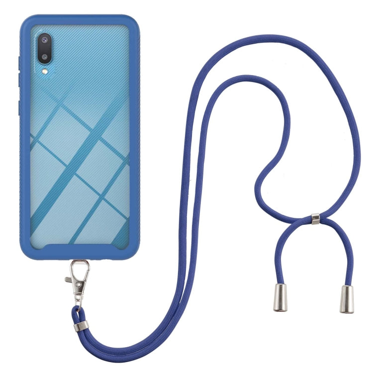 For Samsung Galaxy A02 Starry Sky Solid Color Series Shockproof PC + TPU Protective Case with Neck Strap