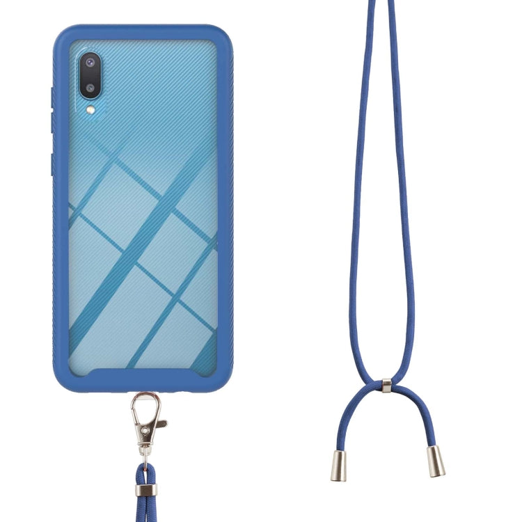 For Samsung Galaxy A02 Starry Sky Solid Color Series Shockproof PC + TPU Protective Case with Neck Strap