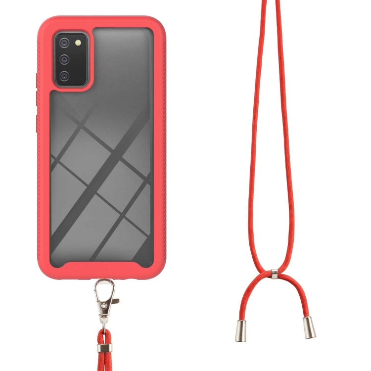 For Samsung Galaxy A02s US Version 164mm Starry Sky Solid Color Series Shockproof PC + TPU Protective Case with Neck Strap