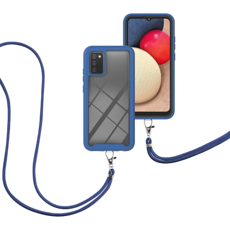 For Samsung Galaxy A02s US Version 164mm Starry Sky Solid Color Series Shockproof PC + TPU Protective Case with Neck Strap
