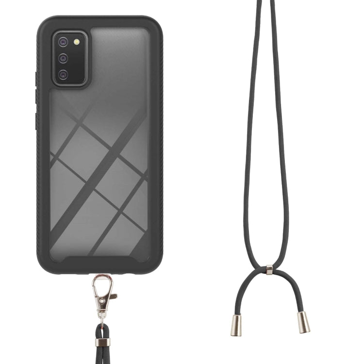For Samsung Galaxy A02s US Version 164mm Starry Sky Solid Color Series Shockproof PC + TPU Protective Case with Neck Strap