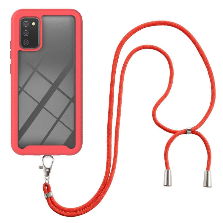 For Samsung Galaxy A02s EU Version 166mm Starry Sky Solid Color Series Shockproof PC + TPU Protective Case with Neck Strap