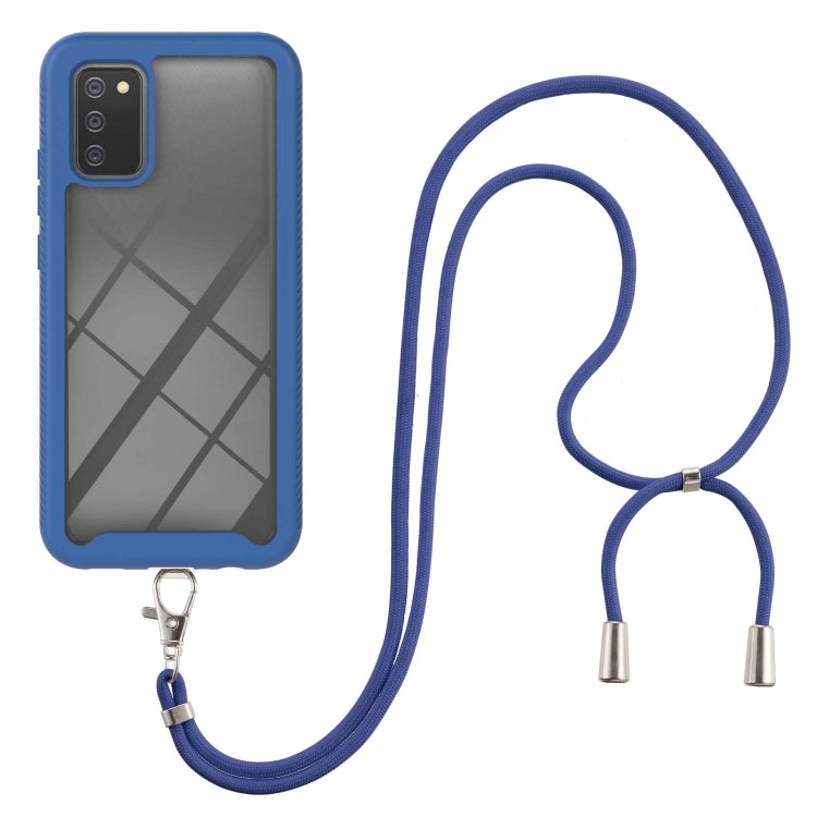 For Samsung Galaxy A02s EU Version 166mm Starry Sky Solid Color Series Shockproof PC + TPU Protective Case with Neck Strap