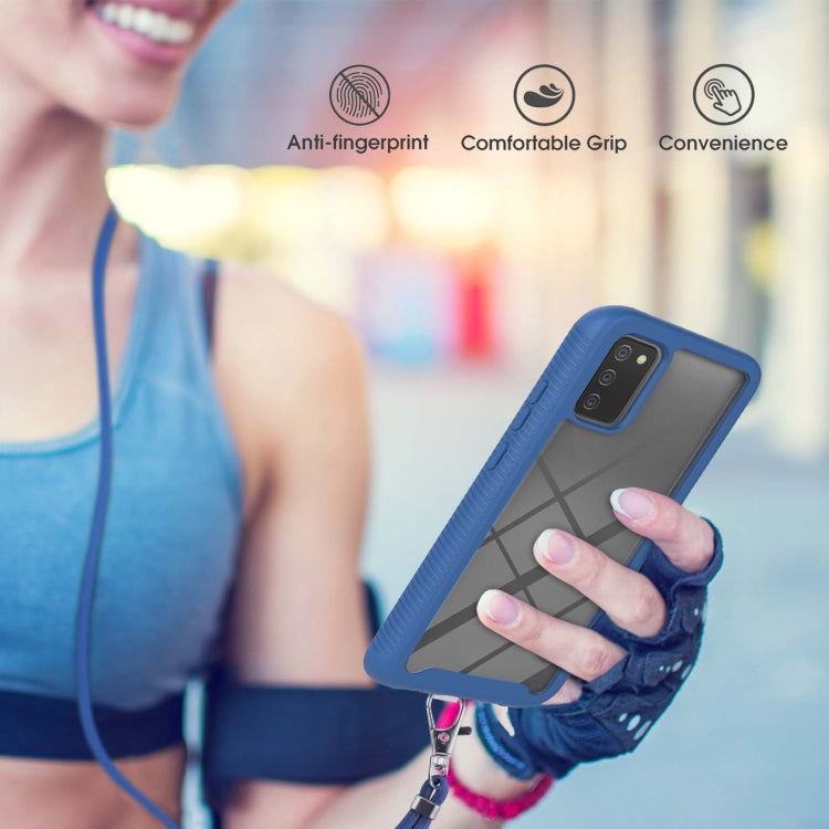 For Samsung Galaxy A02s EU Version 166mm Starry Sky Solid Color Series Shockproof PC + TPU Protective Case with Neck Strap