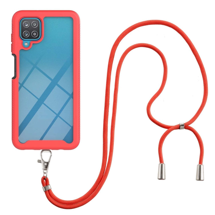 For Samsung Galaxy A12 Starry Sky Solid Color Series Shockproof PC + TPU Protective Case with Neck Strap