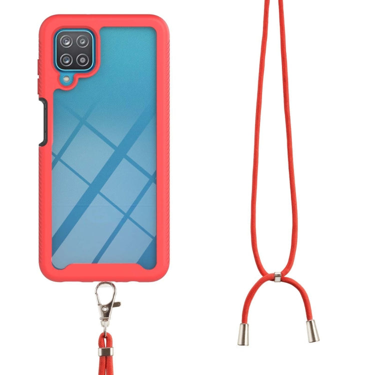 For Samsung Galaxy A12 Starry Sky Solid Color Series Shockproof PC + TPU Protective Case with Neck Strap
