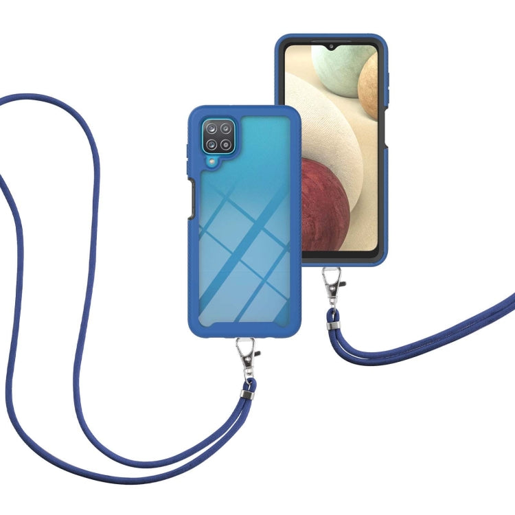 For Samsung Galaxy A12 Starry Sky Solid Color Series Shockproof PC + TPU Protective Case with Neck Strap