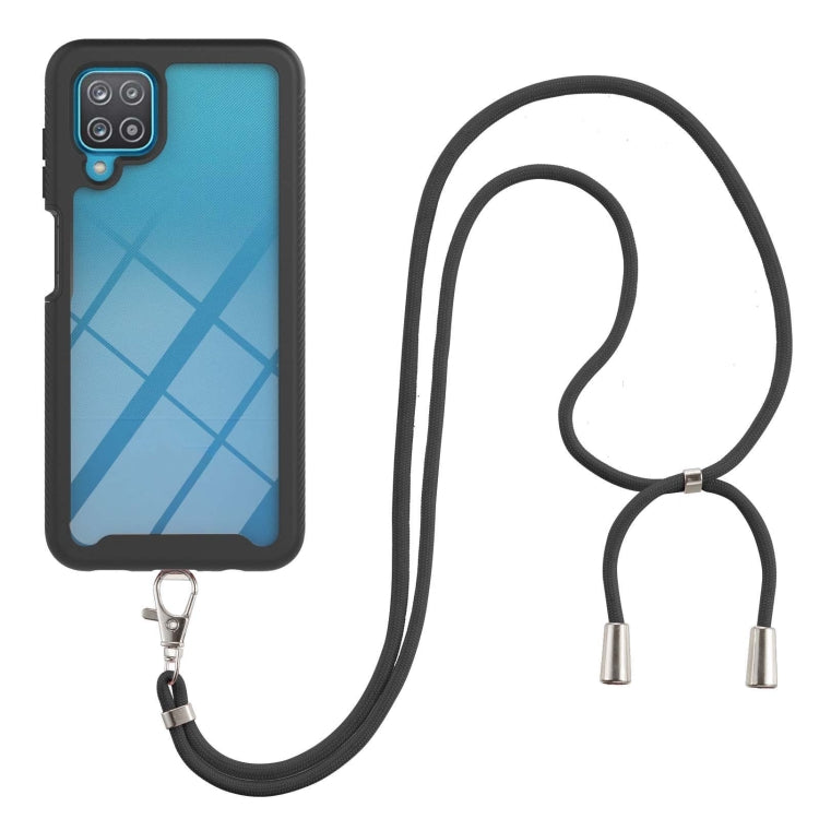 For Samsung Galaxy A12 Starry Sky Solid Color Series Shockproof PC + TPU Protective Case with Neck Strap
