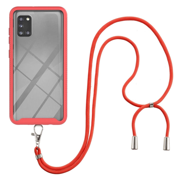 For Samsung Galaxy A31 Starry Sky Solid Color Series Shockproof PC + TPU Protective Case with Neck Strap