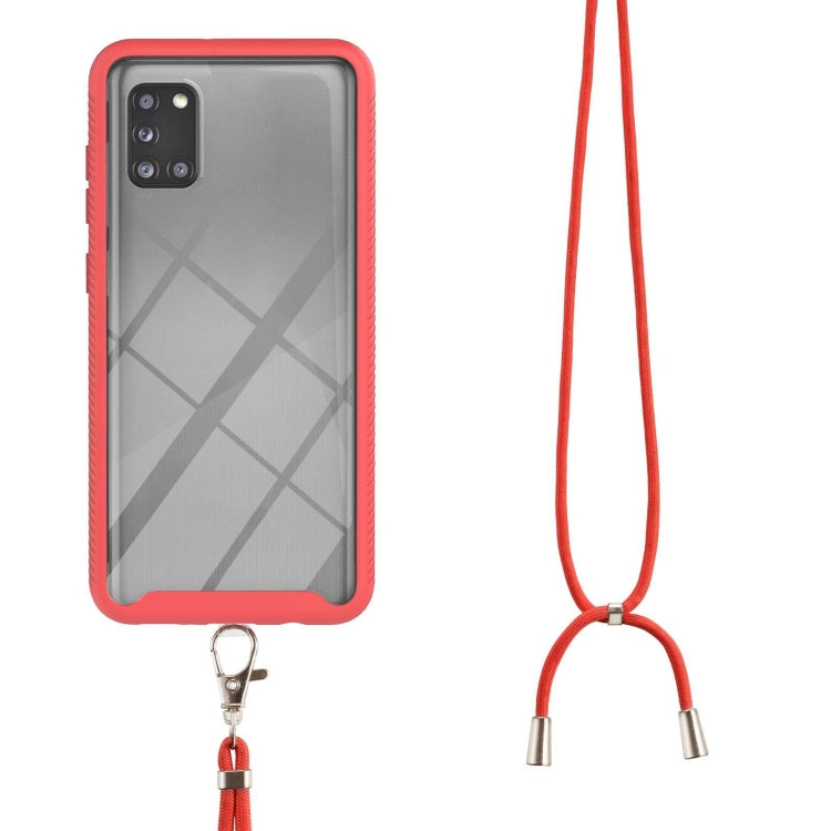 For Samsung Galaxy A31 Starry Sky Solid Color Series Shockproof PC + TPU Protective Case with Neck Strap