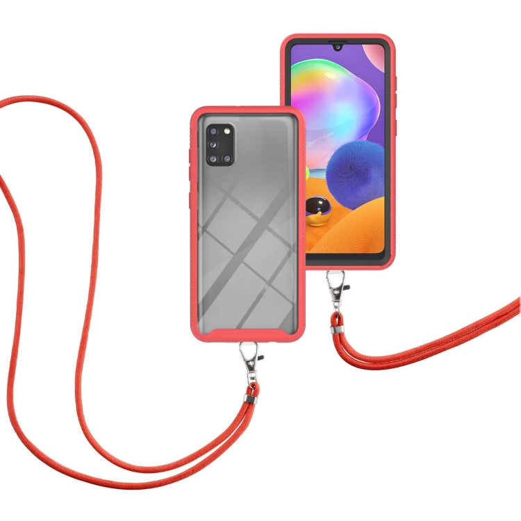 For Samsung Galaxy A31 Starry Sky Solid Color Series Shockproof PC + TPU Protective Case with Neck Strap
