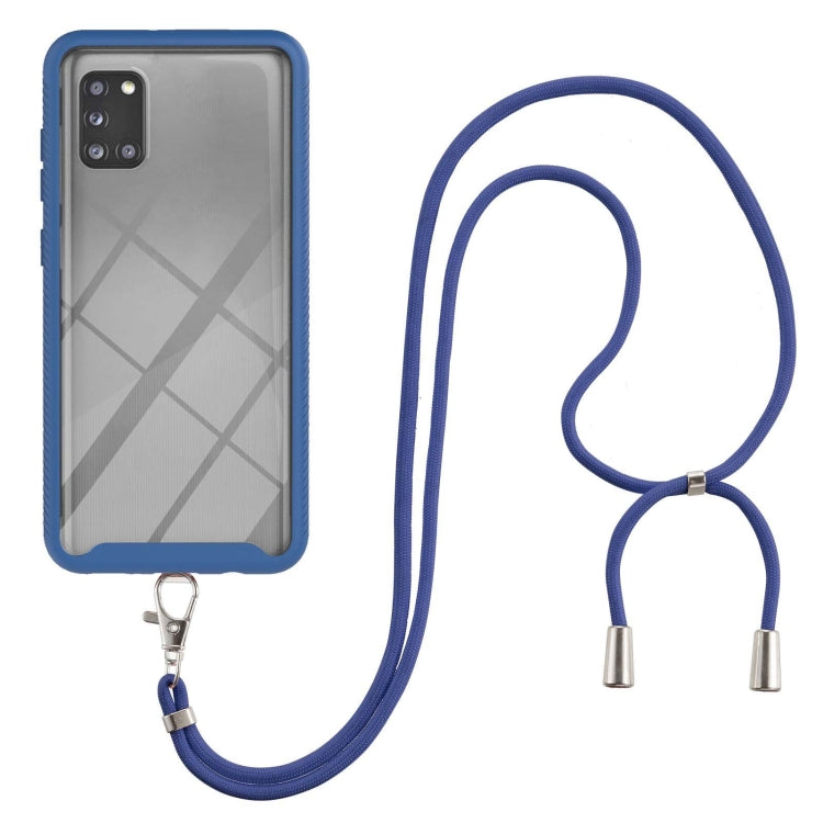 For Samsung Galaxy A31 Starry Sky Solid Color Series Shockproof PC + TPU Protective Case with Neck Strap